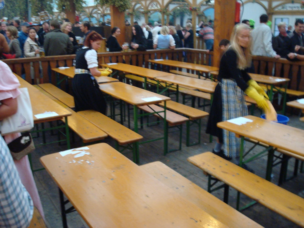 Reserved tables in a tent